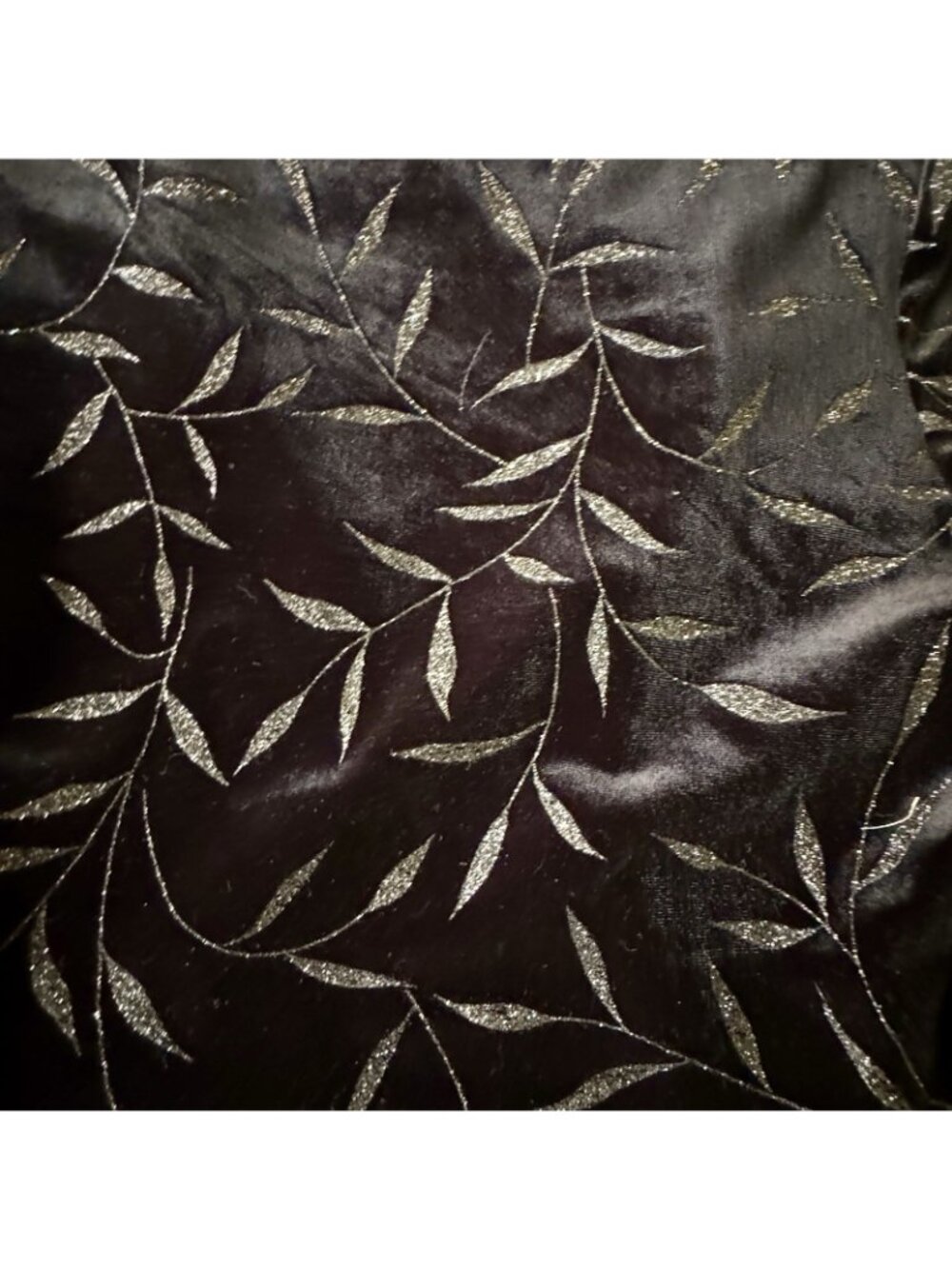 Evening Dress Women's Size 12 Petite Black Velvet Silver Leaves Sheath + Jacket - Picture 5 of 13